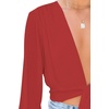 image:imageLYANER Womens Deep V Neck Sexy Wrap Crop Top  Summer Tie Front Knot Long Sleeve Dressy Casual BlouseRed Orange