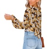 image:imageLYANER Womens Deep V Neck Sexy Wrap Crop Top  Summer Tie Front Knot Long Sleeve Dressy Casual BlouseYellow Print