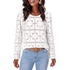 image:imageLYANER Womens Eyelet Lace Round Neck Puff Long Sleeve Dressy Casual Blouse TopsWhite