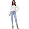 image:imageLYANER Womens Eyelet Lace Round Neck Puff Long Sleeve Dressy Casual Blouse TopsWhite