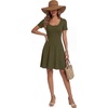 image:imageLYANER Womens Fit and Flare Casual Mini Dress  Summer Scoop Neck Short Sleeve Ruffle A Line Beach Vacation Short Skater DressesArmy Green