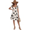 image:imageLYANER Womens Fit and Flare Casual Mini Dress  Summer Scoop Neck Short Sleeve Ruffle A Line Beach Vacation Short Skater DressesBeige