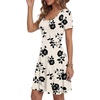 image:imageLYANER Womens Fit and Flare Casual Mini Dress  Summer Scoop Neck Short Sleeve Ruffle A Line Beach Vacation Short Skater DressesBeige