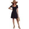 image:imageLYANER Womens Fit and Flare Casual Mini Dress  Summer Scoop Neck Short Sleeve Ruffle A Line Beach Vacation Short Skater DressesBlack