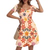 image:imageLYANER Womens Fit and Flare Casual Mini Dress  Summer Scoop Neck Short Sleeve Ruffle A Line Beach Vacation Short Skater DressesDark Beige