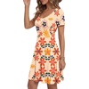 image:imageLYANER Womens Fit and Flare Casual Mini Dress  Summer Scoop Neck Short Sleeve Ruffle A Line Beach Vacation Short Skater DressesDark Beige