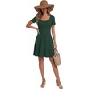 image:imageLYANER Womens Fit and Flare Casual Mini Dress  Summer Scoop Neck Short Sleeve Ruffle A Line Beach Vacation Short Skater DressesDark Green