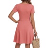 image:imageLYANER Womens Fit and Flare Casual Mini Dress  Summer Scoop Neck Short Sleeve Ruffle A Line Beach Vacation Short Skater DressesDark Pink