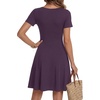 image:imageLYANER Womens Fit and Flare Casual Mini Dress  Summer Scoop Neck Short Sleeve Ruffle A Line Beach Vacation Short Skater DressesDark Purple
