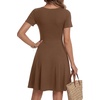 image:imageLYANER Womens Fit and Flare Casual Mini Dress  Summer Scoop Neck Short Sleeve Ruffle A Line Beach Vacation Short Skater DressesLight Brown