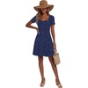 image:imageLYANER Womens Fit and Flare Casual Mini Dress  Summer Scoop Neck Short Sleeve Ruffle A Line Beach Vacation Short Skater DressesNavy Blue