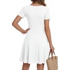 image:imageLYANER Womens Fit and Flare Casual Mini Dress  Summer Scoop Neck Short Sleeve Ruffle A Line Beach Vacation Short Skater DressesOffwhite