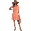 image:imageLYANER Womens Fit and Flare Casual Mini Dress  Summer Scoop Neck Short Sleeve Ruffle A Line Beach Vacation Short Skater DressesOrange
