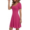 image:imageLYANER Womens Fit and Flare Casual Mini Dress  Summer Scoop Neck Short Sleeve Ruffle A Line Beach Vacation Short Skater DressesRose