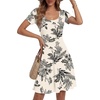 image:imageLYANER Womens Fit and Flare Casual Mini Dress  Summer Scoop Neck Short Sleeve Ruffle A Line Beach Vacation Short Skater DressesWhite