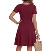 image:imageLYANER Womens Fit and Flare Casual Mini Dress  Summer Scoop Neck Short Sleeve Ruffle A Line Beach Vacation Short Skater DressesWine Red