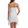 image:imageLYANER Womens Floral Lace Mesh Party Mini Dress  Spaghetti Strap Sleeveless Ruched Bodycon Cocktail Short DressesWhite
