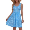image:imageLYANER Womens Floral Print Casual Mini Dress  Summer U Neck Sleeveless Ruched Ruffle A Line Beach Vacation Short SundressAzure