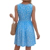image:imageLYANER Womens Floral Print Casual Mini Dress  Summer U Neck Sleeveless Ruched Ruffle A Line Beach Vacation Short SundressAzure