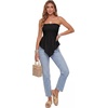 image:imageLYANER Womens Frill Shirred Y2k Tube Top  Strapless Sleeveless Pleated Ruffle Hem Peplum Bandeau Blouse ShirtsBlack