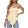 image:imageLYANER Womens Frill Shirred Y2k Tube Top  Strapless Sleeveless Pleated Ruffle Hem Peplum Bandeau Blouse ShirtsChampagne