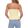 image:imageLYANER Womens Frill Shirred Y2k Tube Top  Strapless Sleeveless Pleated Ruffle Hem Peplum Bandeau Blouse ShirtsChampagne