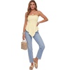 image:imageLYANER Womens Frill Shirred Y2k Tube Top  Strapless Sleeveless Pleated Ruffle Hem Peplum Bandeau Blouse ShirtsChampagne