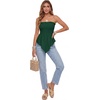 image:imageLYANER Womens Frill Shirred Y2k Tube Top  Strapless Sleeveless Pleated Ruffle Hem Peplum Bandeau Blouse ShirtsDark Green