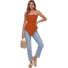image:imageLYANER Womens Frill Shirred Y2k Tube Top  Strapless Sleeveless Pleated Ruffle Hem Peplum Bandeau Blouse ShirtsDark Orange