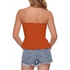 image:imageLYANER Womens Frill Shirred Y2k Tube Top  Strapless Sleeveless Pleated Ruffle Hem Peplum Bandeau Blouse ShirtsDark Orange
