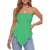 image:imageLYANER Womens Frill Shirred Y2k Tube Top  Strapless Sleeveless Pleated Ruffle Hem Peplum Bandeau Blouse ShirtsGrass Green