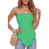 image:imageLYANER Womens Frill Shirred Y2k Tube Top  Strapless Sleeveless Pleated Ruffle Hem Peplum Bandeau Blouse ShirtsGrass Green