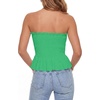 image:imageLYANER Womens Frill Shirred Y2k Tube Top  Strapless Sleeveless Pleated Ruffle Hem Peplum Bandeau Blouse ShirtsGrass Green