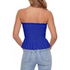 image:imageLYANER Womens Frill Shirred Y2k Tube Top  Strapless Sleeveless Pleated Ruffle Hem Peplum Bandeau Blouse ShirtsLight Royal