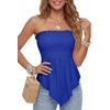 image:imageLYANER Womens Frill Shirred Y2k Tube Top  Strapless Sleeveless Pleated Ruffle Hem Peplum Bandeau Blouse ShirtsLight Royal