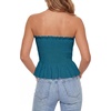 image:imageLYANER Womens Frill Shirred Y2k Tube Top  Strapless Sleeveless Pleated Ruffle Hem Peplum Bandeau Blouse ShirtsTeal Blue