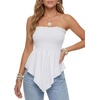 image:imageLYANER Womens Frill Shirred Y2k Tube Top  Strapless Sleeveless Pleated Ruffle Hem Peplum Bandeau Blouse ShirtsWhite