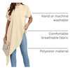 image:imageLYANER Womens Irregular Hem Dressy Top  Summer Mock Neck Short Sleeve Loose Fit Elegant Casual Blouse Tops Work ShirtBeige