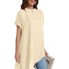 image:imageLYANER Womens Irregular Hem Dressy Top  Summer Mock Neck Short Sleeve Loose Fit Elegant Casual Blouse Tops Work ShirtBeige