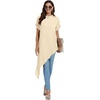 image:imageLYANER Womens Irregular Hem Dressy Top  Summer Mock Neck Short Sleeve Loose Fit Elegant Casual Blouse Tops Work ShirtBeige
