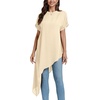 image:imageLYANER Womens Irregular Hem Dressy Top  Summer Mock Neck Short Sleeve Loose Fit Elegant Casual Blouse Tops Work ShirtBeige