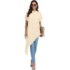image:imageLYANER Womens Irregular Hem Dressy Top  Summer Mock Neck Short Sleeve Loose Fit Elegant Casual Blouse Tops Work ShirtLight Apricot