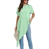 image:imageLYANER Womens Irregular Hem Dressy Top  Summer Mock Neck Short Sleeve Loose Fit Elegant Casual Blouse Tops Work ShirtMint Green