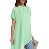 image:imageLYANER Womens Irregular Hem Dressy Top  Summer Mock Neck Short Sleeve Loose Fit Elegant Casual Blouse Tops Work ShirtMint Green
