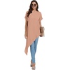 image:imageLYANER Womens Irregular Hem Dressy Top  Summer Mock Neck Short Sleeve Loose Fit Elegant Casual Blouse Tops Work ShirtPale Pink