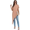 image:imageLYANER Womens Irregular Hem Dressy Top  Summer Mock Neck Short Sleeve Loose Fit Elegant Casual Blouse Tops Work ShirtPale Pink