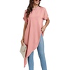 image:imageLYANER Womens Irregular Hem Dressy Top  Summer Mock Neck Short Sleeve Loose Fit Elegant Casual Blouse Tops Work ShirtPink
