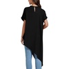 image:imageLYANER Womens Irregular Hem Dressy Top  Summer Mock Neck Short Sleeve Loose Fit Elegant Casual Blouse Tops Work ShirtPure Black