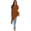image:imageLYANER Womens Irregular Hem Dressy Top  Summer Mock Neck Short Sleeve Loose Fit Elegant Casual Blouse Tops Work ShirtPure Brown