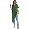 image:imageLYANER Womens Irregular Hem Dressy Top  Summer Mock Neck Short Sleeve Loose Fit Elegant Casual Blouse Tops Work ShirtPure Dark Green